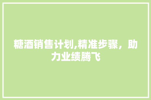 糖酒销售计划,精准步骤，助力业绩腾飞