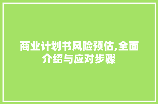 商业计划书风险预估,全面介绍与应对步骤