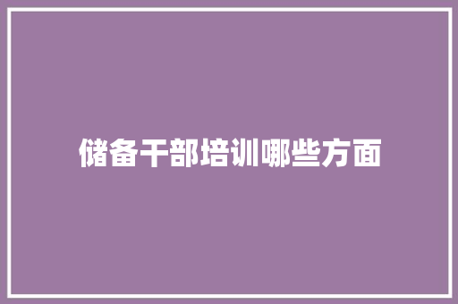 储备干部培训哪些方面 生活感悟