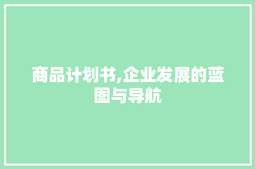 商品计划书,企业发展的蓝图与导航
