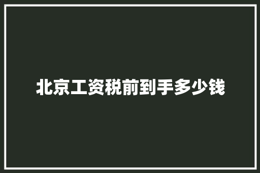 北京工资税前到手多少钱 工作类