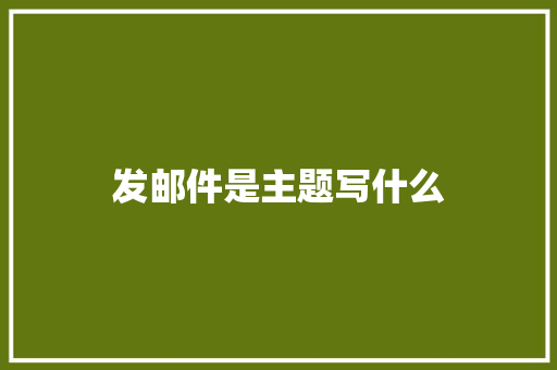 发邮件是主题写什么