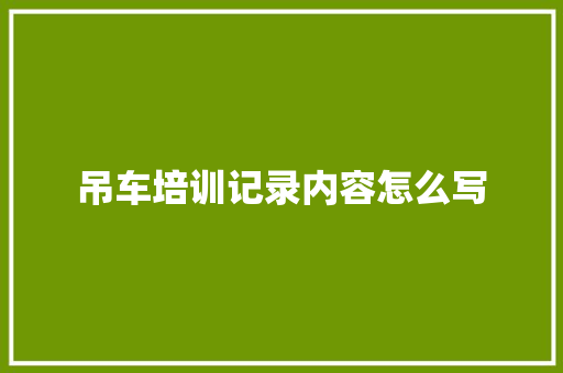 吊车培训记录内容怎么写