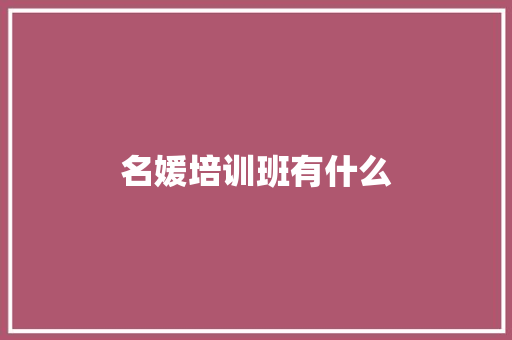 名媛培训班有什么