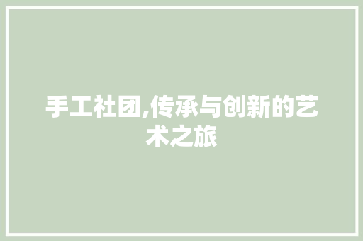手工社团,传承与创新的艺术之旅