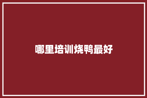 哪里培训烧鸭最好