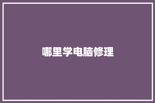 哪里学电脑修理