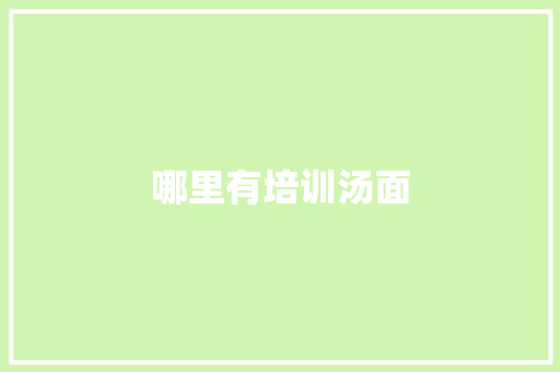 哪里有培训汤面