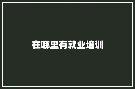在哪里有就业培训