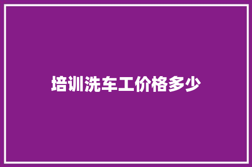 培训洗车工价格多少