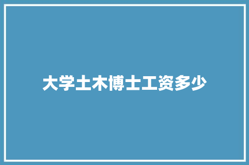 大学土木博士工资多少