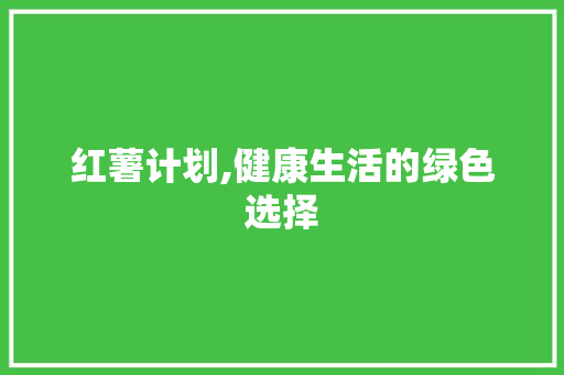 红薯计划,健康生活的绿色选择