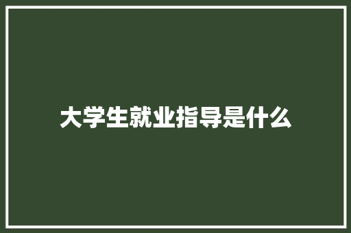 大学生就业指导是什么