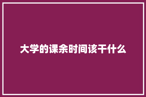 大学的课余时间该干什么
