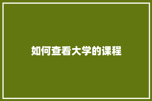 如何查看大学的课程