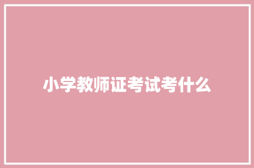 小学教师证考试考什么