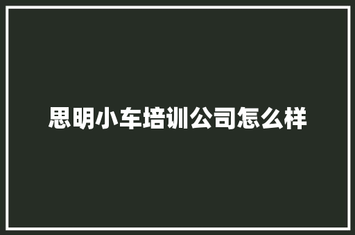 思明小车培训公司怎么样