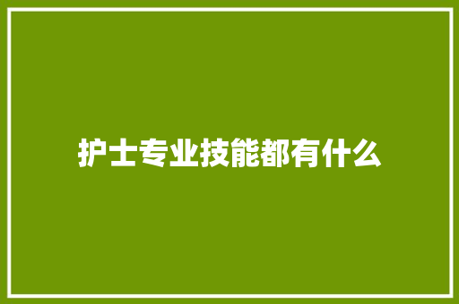 护士专业技能都有什么