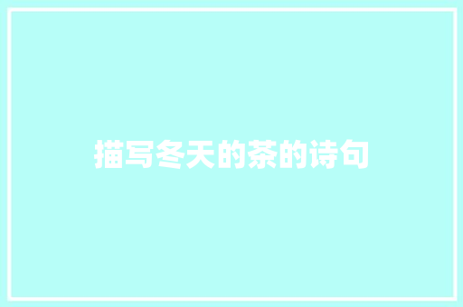 描写冬天的茶的诗句