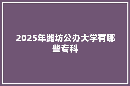2025年潍坊公办大学有哪些专科