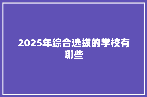 2025年综合选拔的学校有哪些