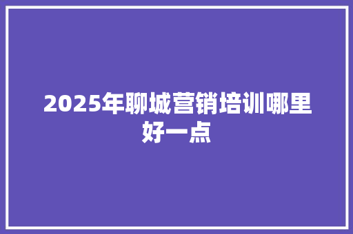 2025年聊城营销培训哪里好一点 工作总结