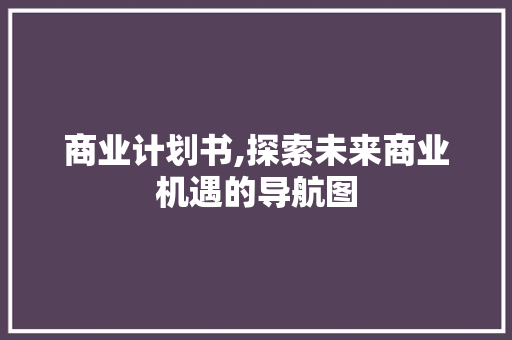商业计划书,探索未来商业机遇的导航图
