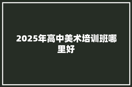 2025年高中美术培训班哪里好
