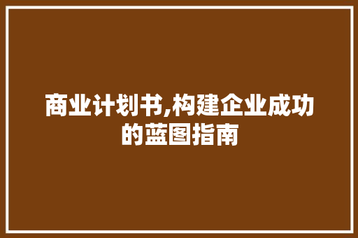 商业计划书,构建企业成功的蓝图指南