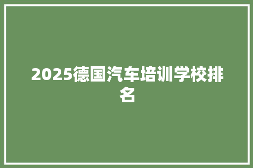 2025德国汽车培训学校排名