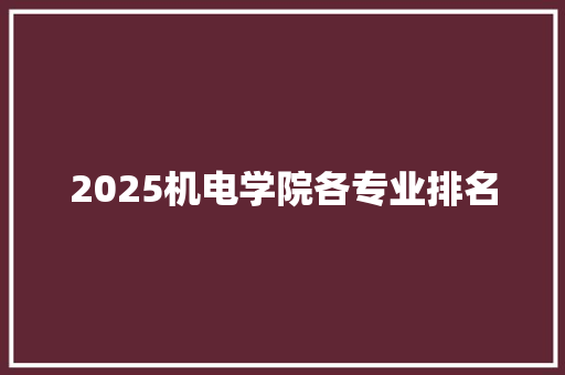 2025机电学院各专业排名