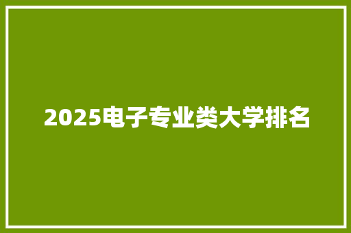 2025电子专业类大学排名 工作报告