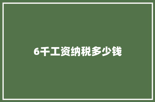 6千工资纳税多少钱