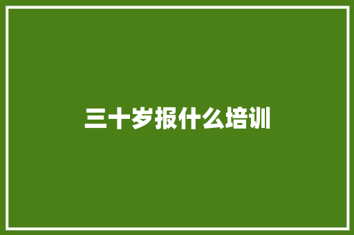 三十岁报什么培训