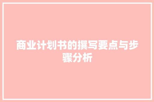 商业计划书的撰写要点与步骤分析