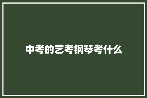 中考的艺考钢琴考什么 生活感悟