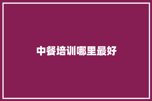 中餐培训哪里最好 商业文稿