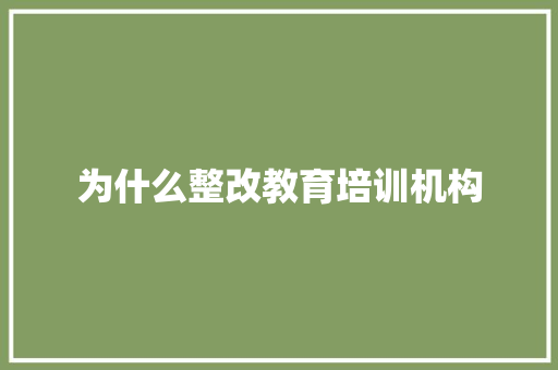 为什么整改教育培训机构