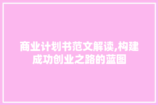商业计划书范文解读,构建成功创业之路的蓝图