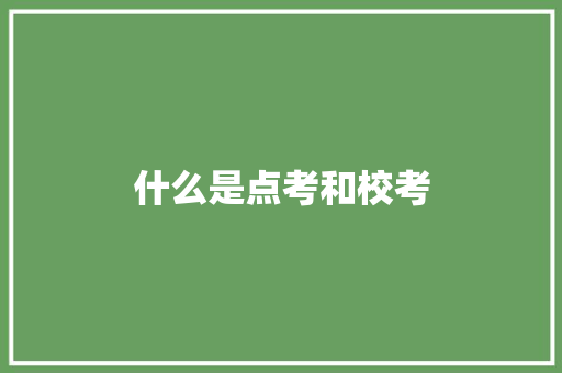 什么是点考和校考 生活类