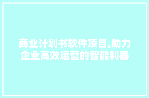商业计划书软件项目,助力企业高效运营的智能利器
