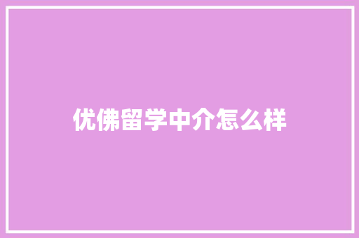 优佛留学中介怎么样
