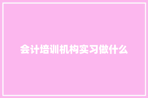 会计培训机构实习做什么