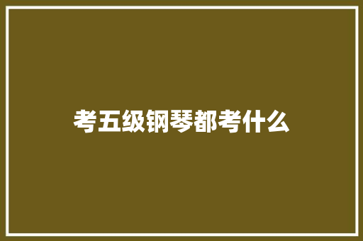考五级钢琴都考什么