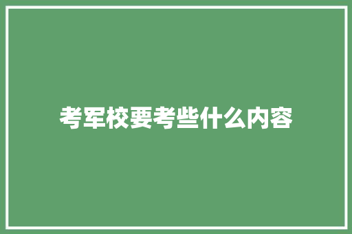 考军校要考些什么内容