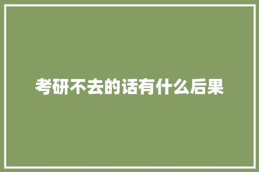 考研不去的话有什么后果