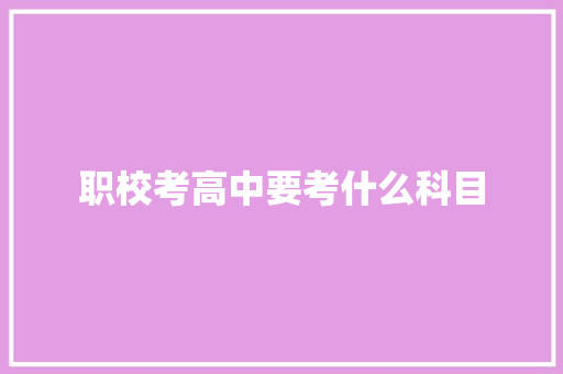 职校考高中要考什么科目