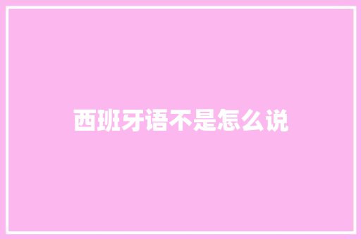 西班牙语不是怎么说