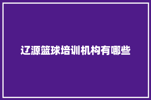 辽源篮球培训机构有哪些