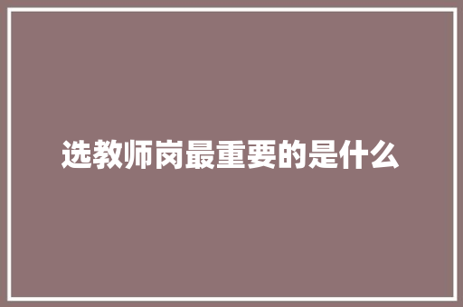 选教师岗最重要的是什么